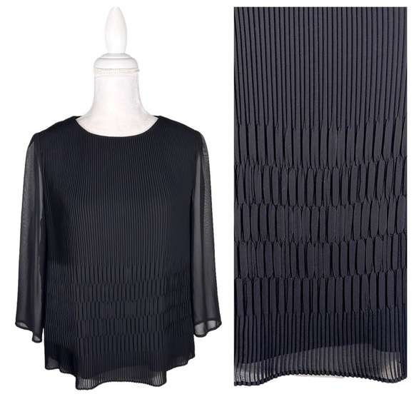 Ted Baker London US 8/Ted size 3/medium crepe pleated black top blouse - Picture 1 of 16